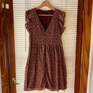 Madewell Rust Floral V-Neck Women’s Dress